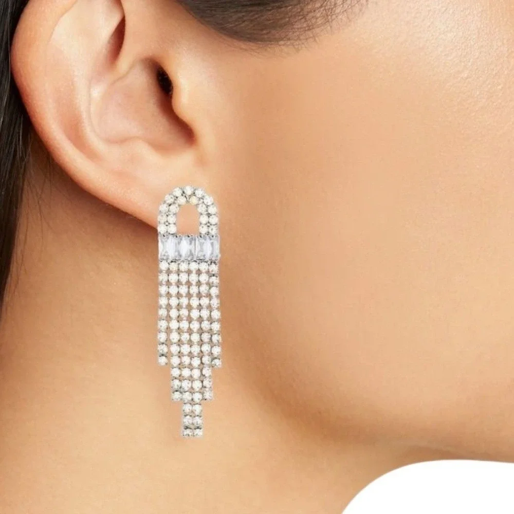 Nordstrom Ached Baguette Crystal Drop‎ Dangle Earrings Party Cocktail Glam